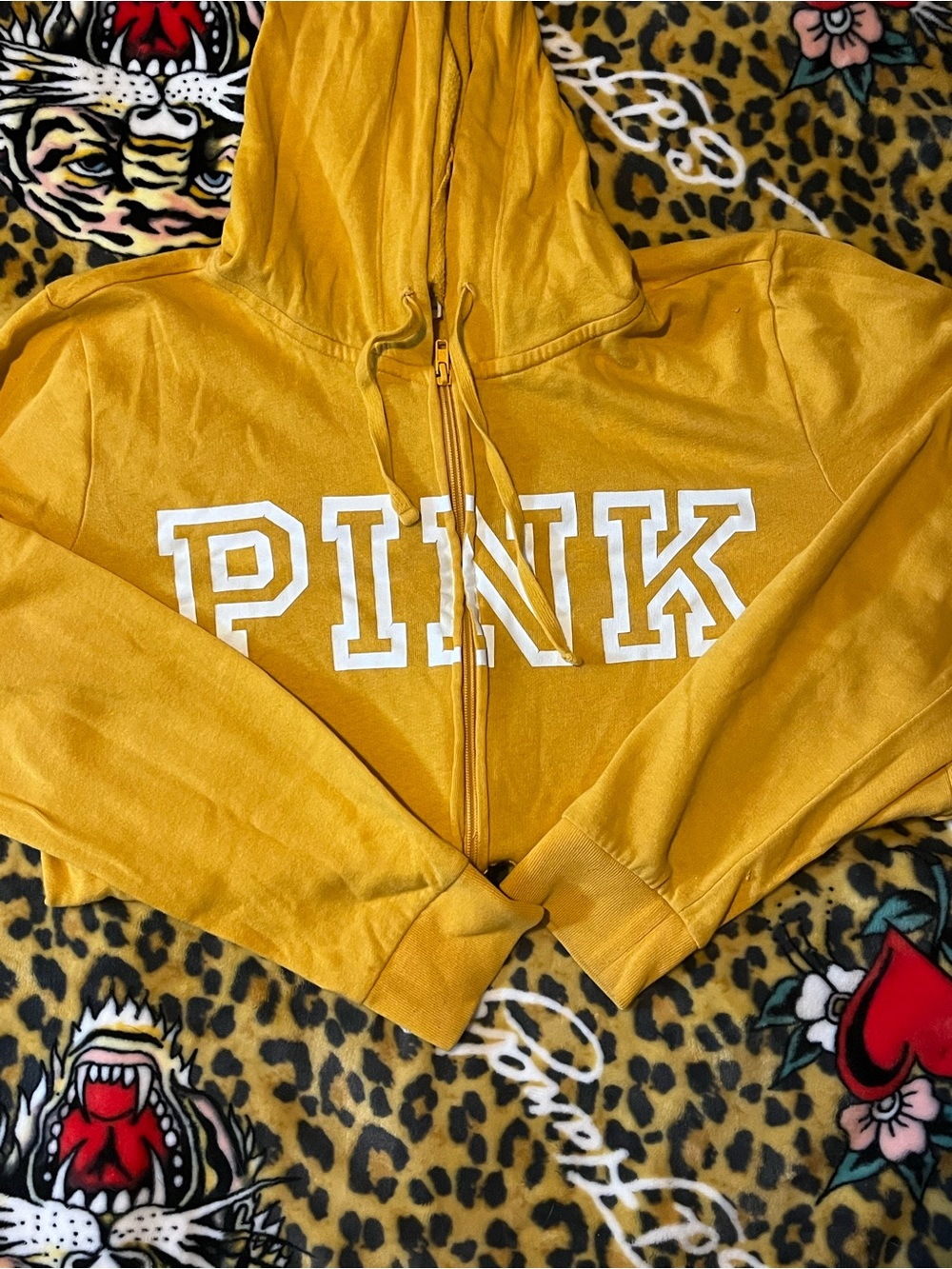 Victoria's Secret PINK Mustard Yellow Zip Hoodie
